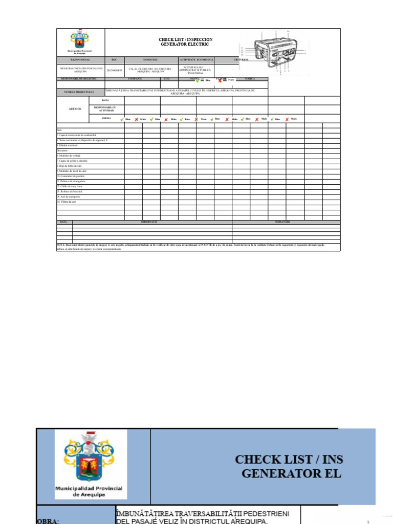 Lista de Verificare Generator Electric | PDF