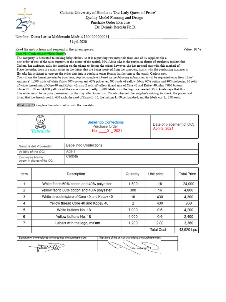 Purchase Order Exercise | PDF