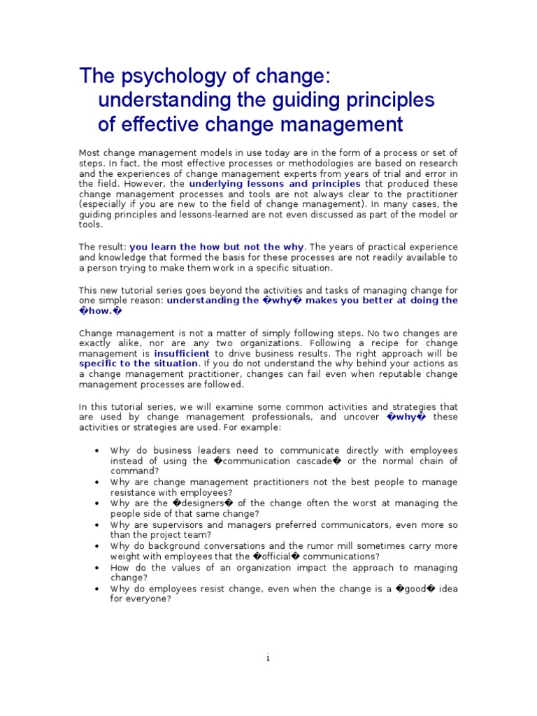 Change Management Principles | PDF | Change Management | Strategic ...