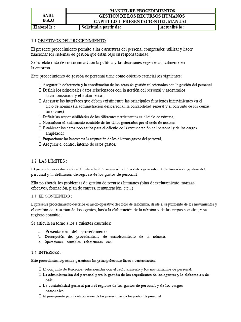 Procedimiento de Gestión de Nómina HR | PDF | Contabilidad | Gestión de ...