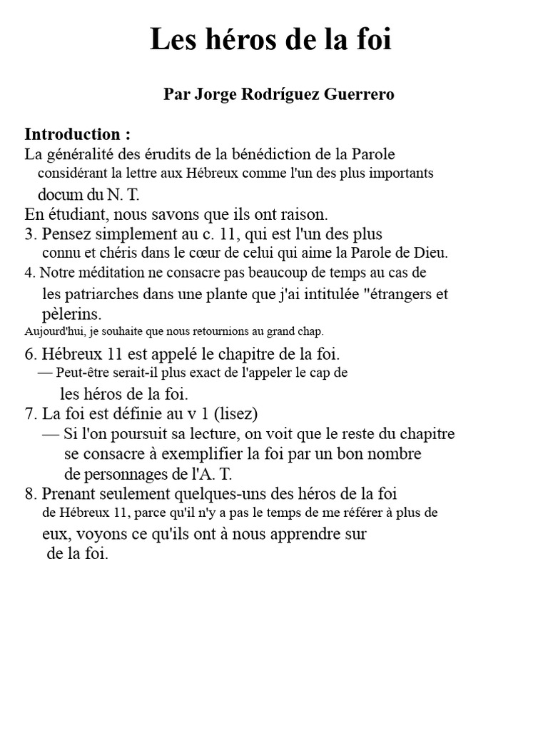 Héros de la foi : Leçons d'Hébreux 11 | PDF | Noé | Abraham