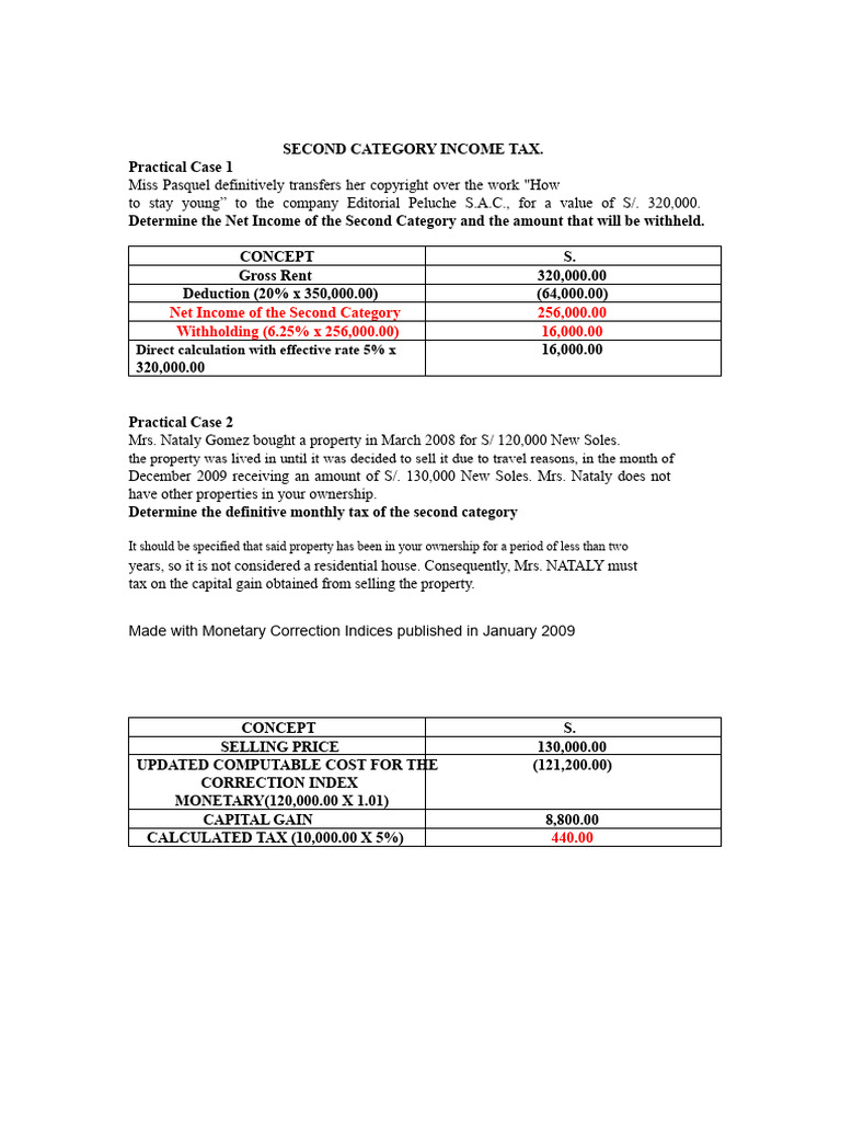 Second Category Income Tax Cases Analysis | PDF | Capital Gain | Taxes