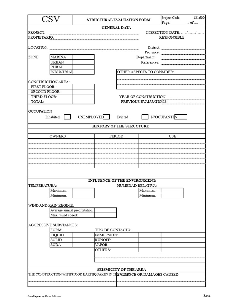Structural Evaluation Form Overview | PDF | Earth Sciences | Applied ...