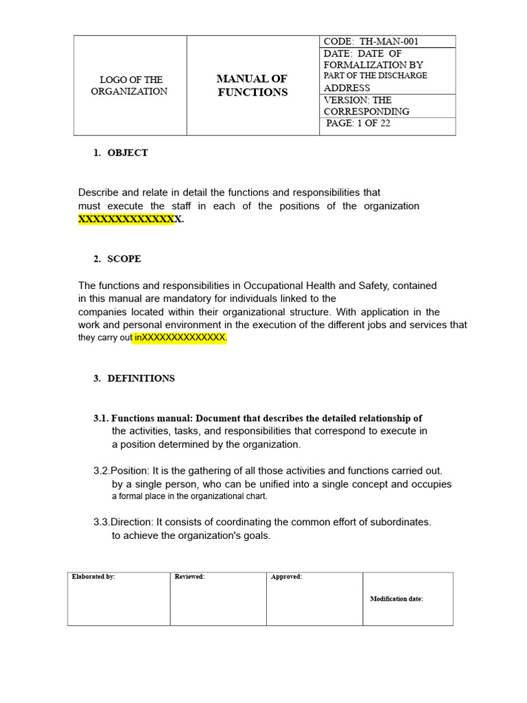Functions Manual for Occupational Safety | PDF | Occupational Safety ...