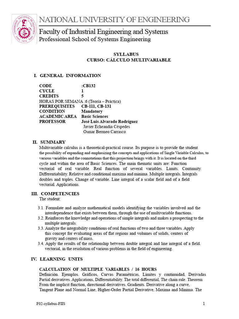 Multivariable Calculus Pdf Integral Derivative