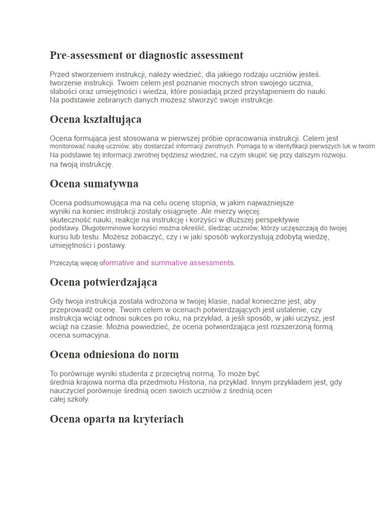 Pre-Assessment or Diagnostic Assessment | PDF