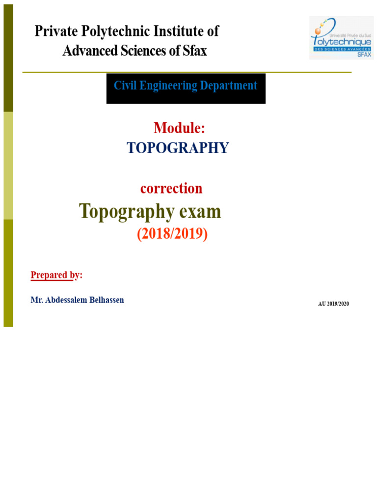 Topography Exam Corrected 2019 | PDF | Angle | Euclidean Geometry