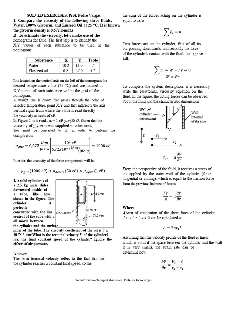 Viscosity Comparisons and Fluid Dynamics | PDF | Pressure | Viscosity