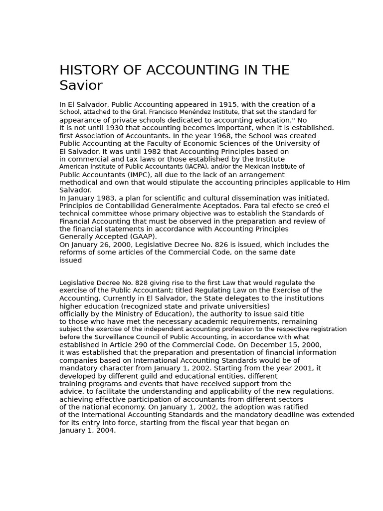 History of Accounting in El Salvador | PDF | International Financial ...