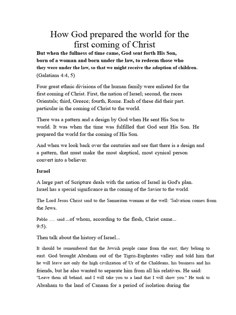 How Did God Prepare The World For The First Coming of Christ? | PDF ...