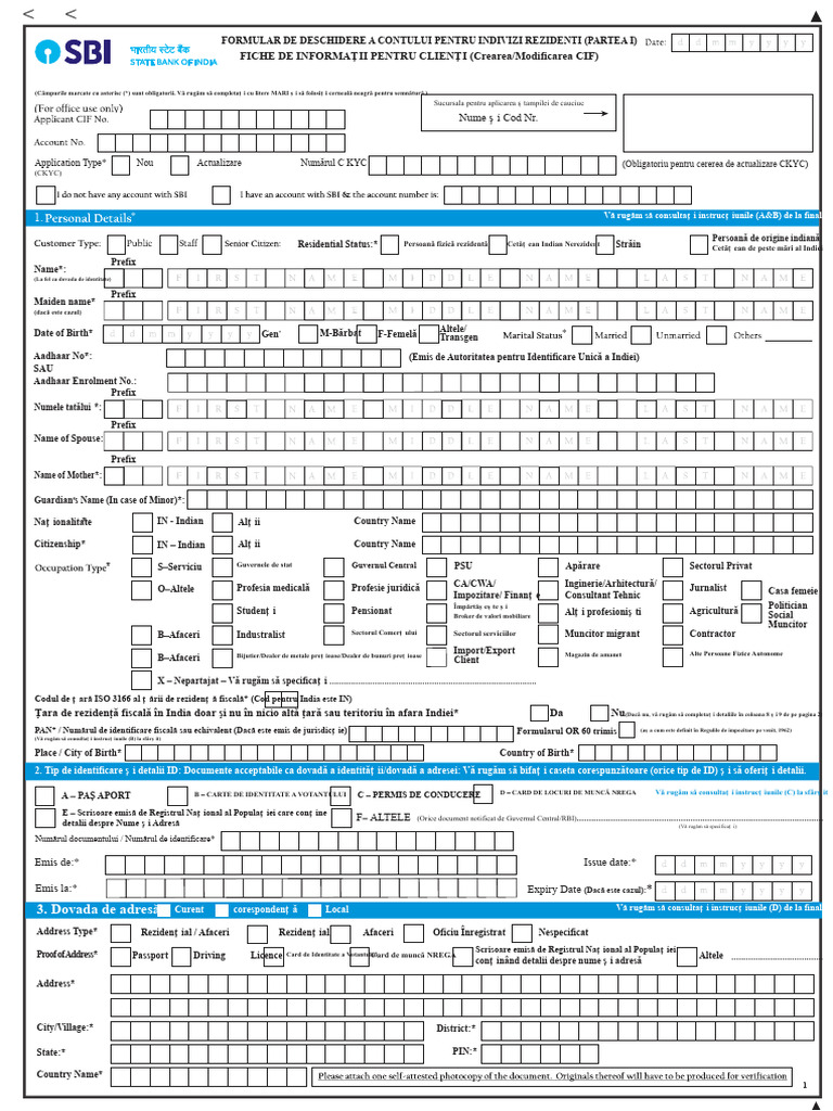 CIF Formular Deschidere I 02082018 | PDF