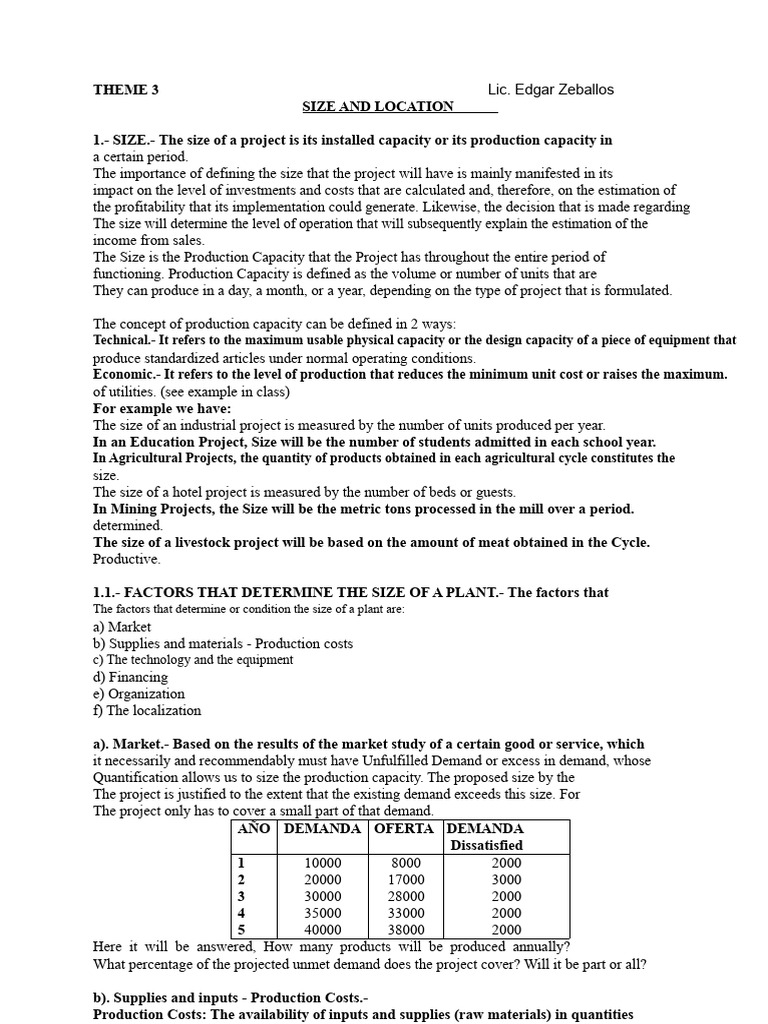 Project Size and Capacity Analysis | PDF | Profit (Economics) | Economies