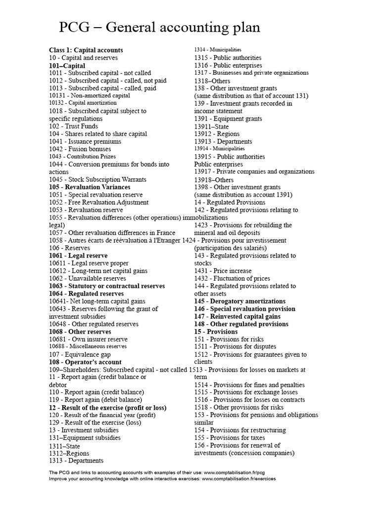 PCG General Chart of Accounts 111 | PDF | Value Added Tax | Fixed Asset