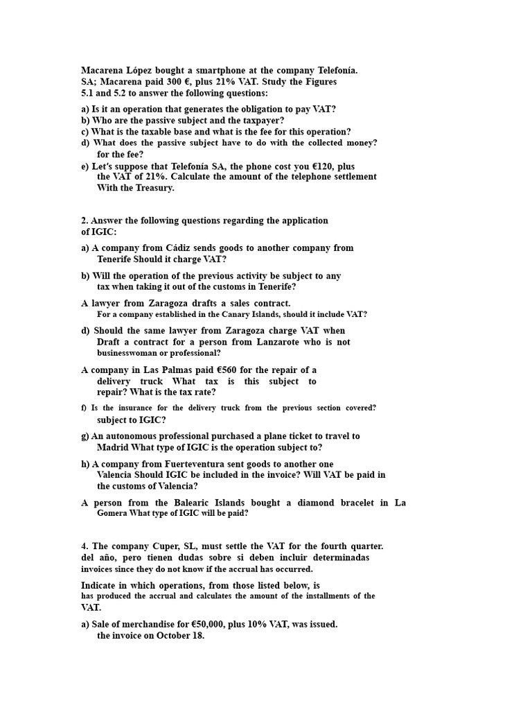 VAT and IGIC Tax Obligations Explained | PDF | Value Added Tax | Customs