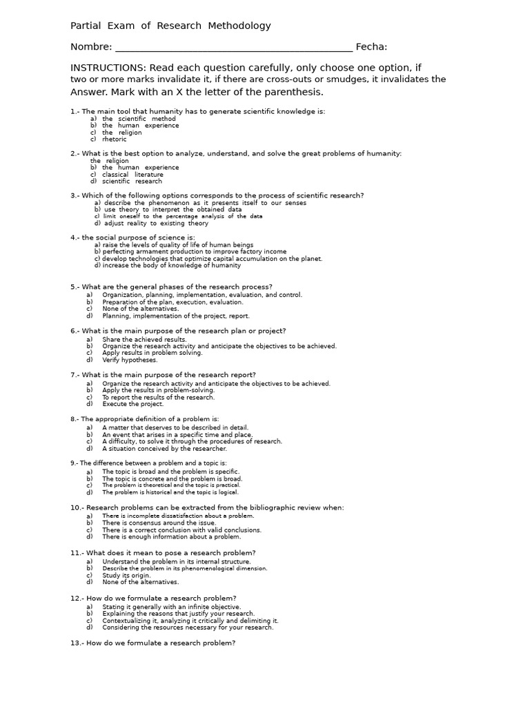 Partial Exam of Research Methodology | PDF | Theory | Methodology