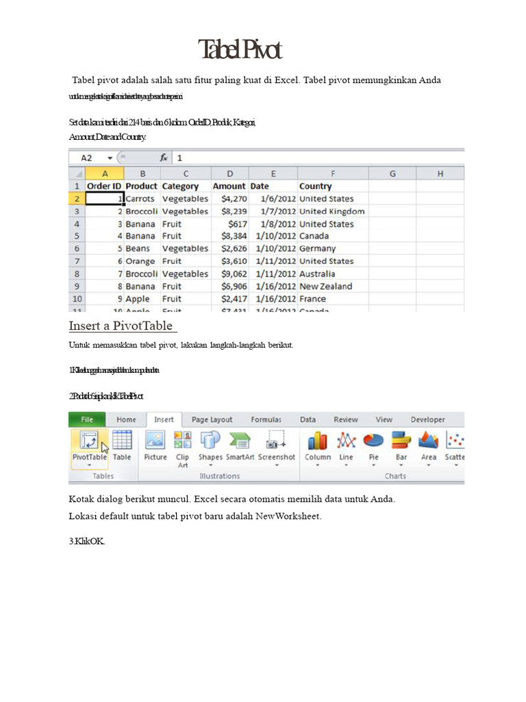 Panduan Lengkap Tabel Pivot Excel | PDF