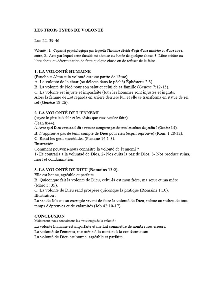 Les Trois Types de Volonté expliqués | PDF