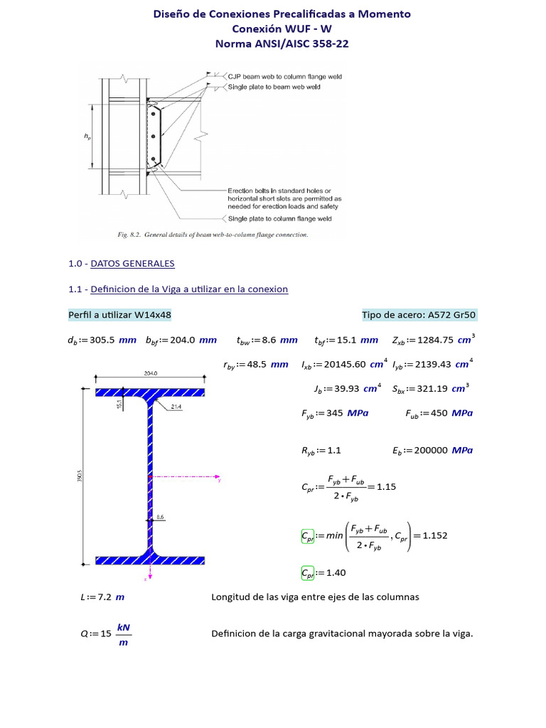 Diseño de Conexiones WUF-W ANSI/AISC 358-22 | PDF | Ingeniería ...