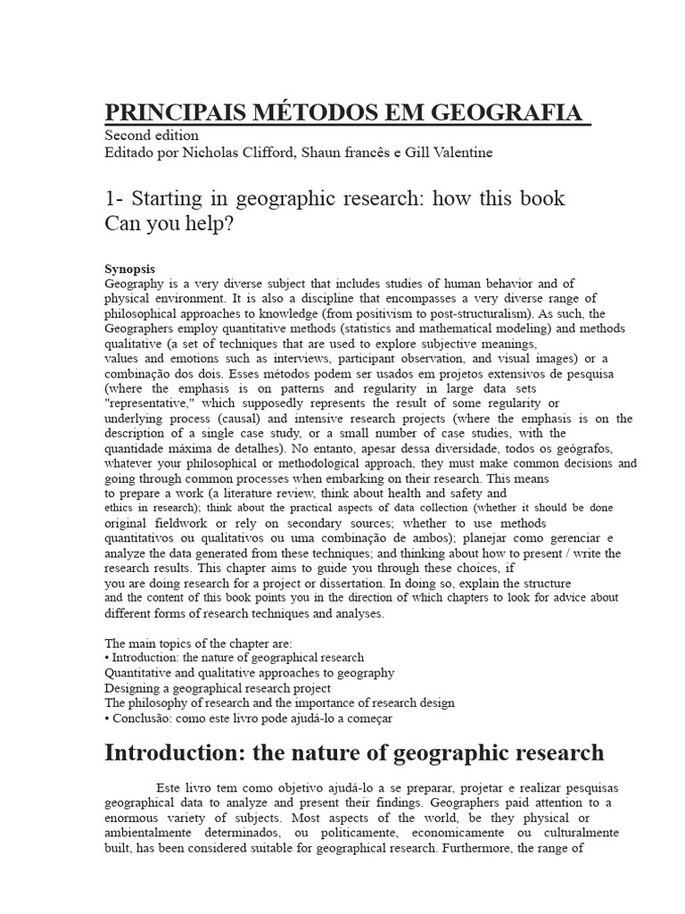 Métodos de Pesquisa em Geografia | PDF | Geography | Quantitative Research
