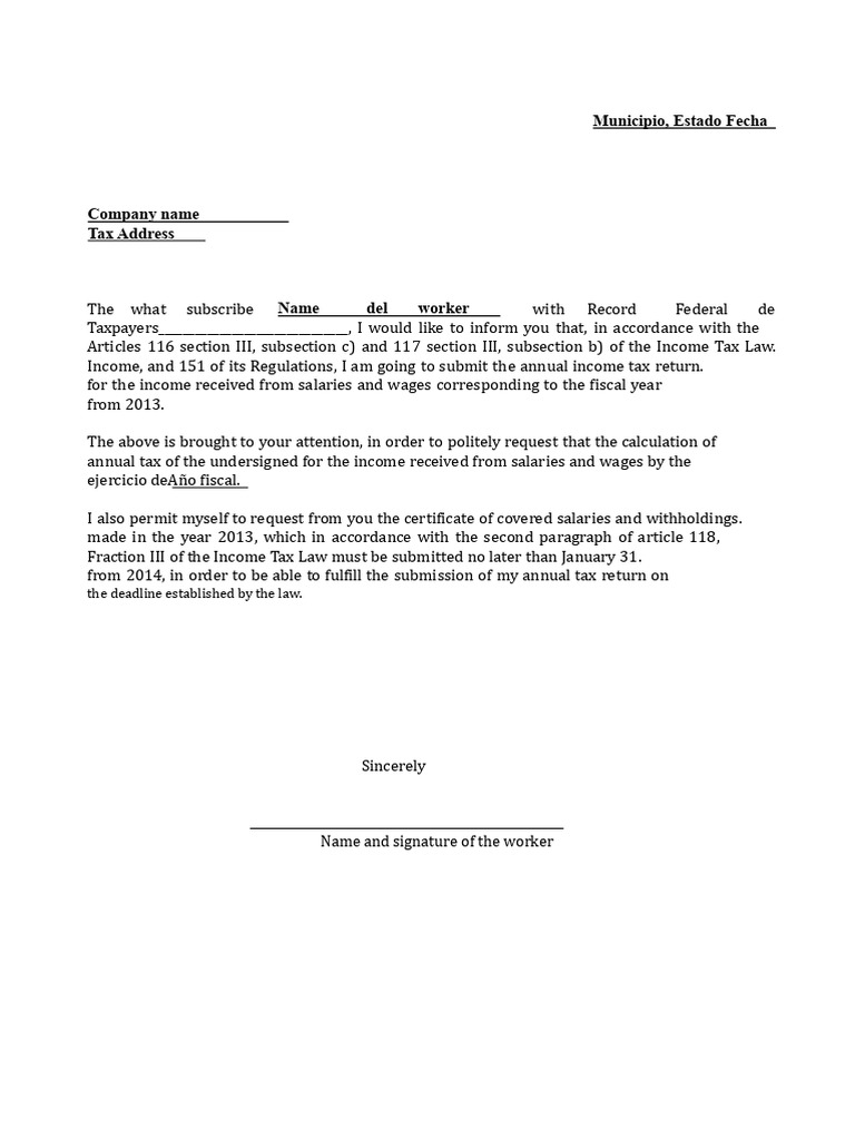 Letter To Not File Annual Tax Return | PDF