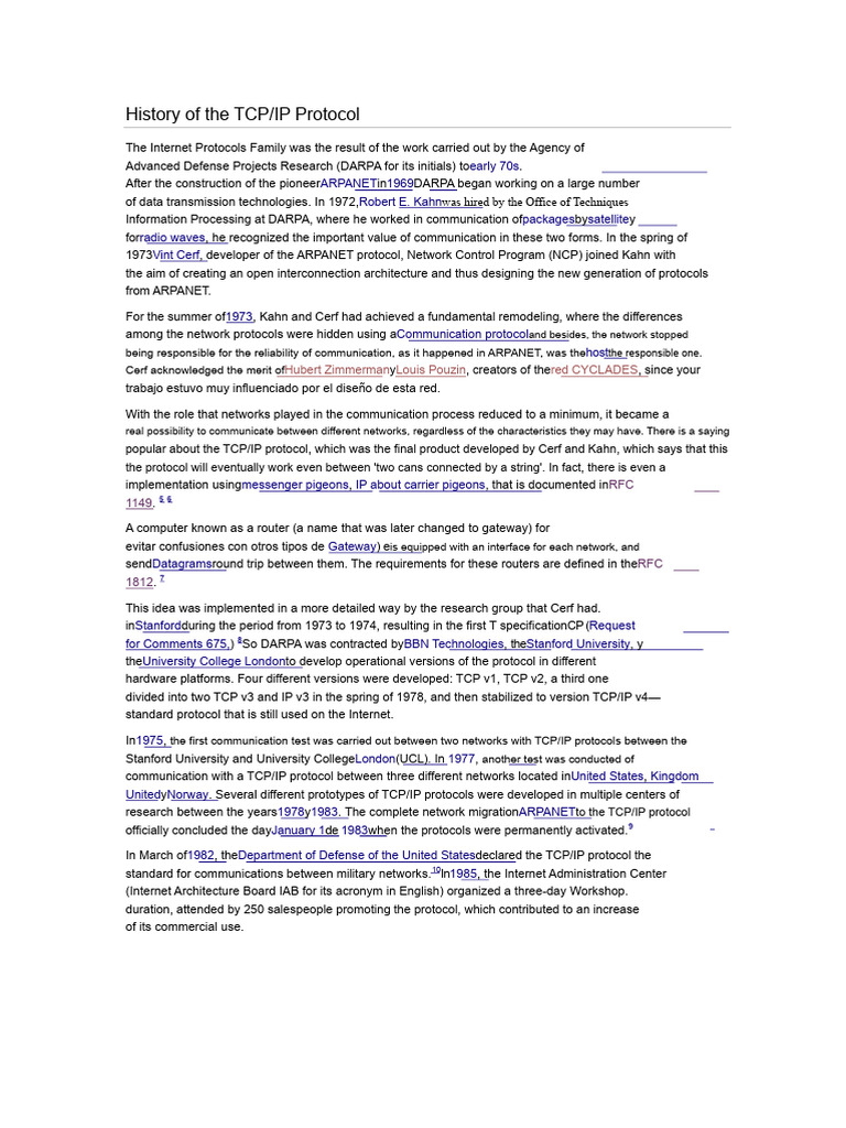Evolution of TCP/IP Protocol History | PDF | Internet Protocol Suite ...