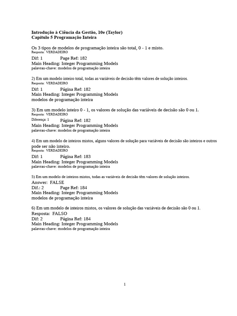 Modelos de Programação Inteira Explicados | PDF | Programação linear ...