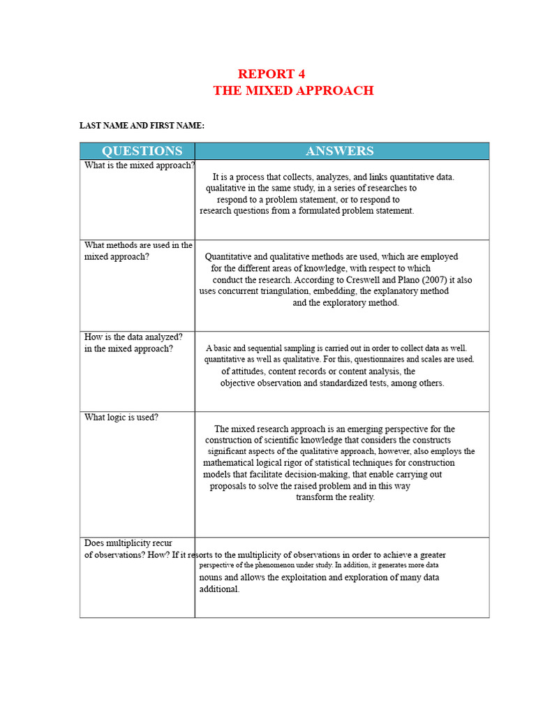 Report 4 Mixed Approach | PDF | Quantitative Research | Qualitative ...