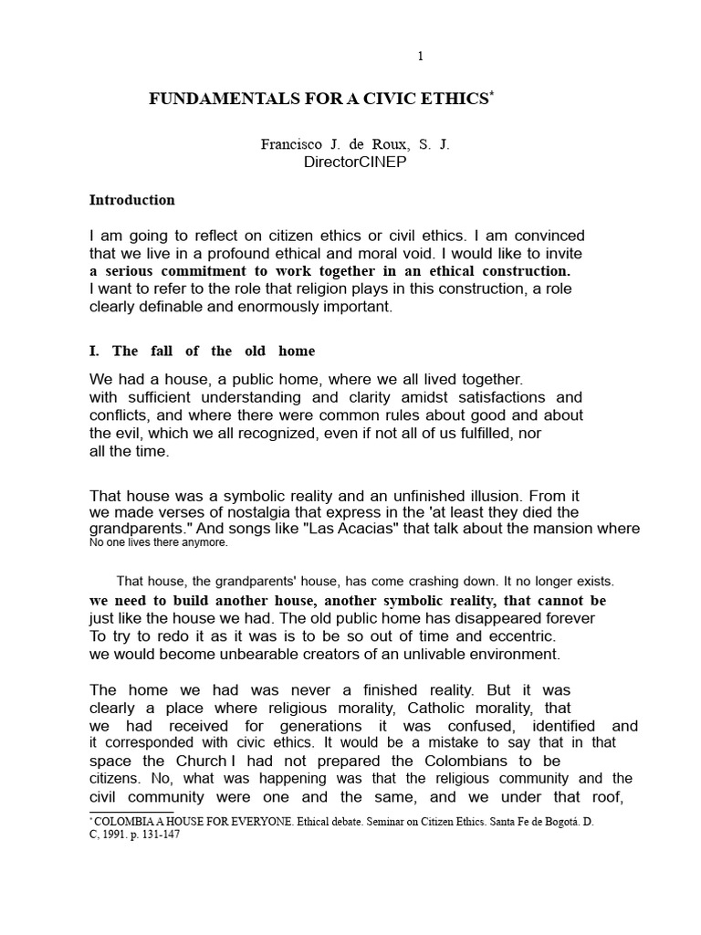 Civic Ethics and Moral Reconstruction | PDF | Reason | Morality