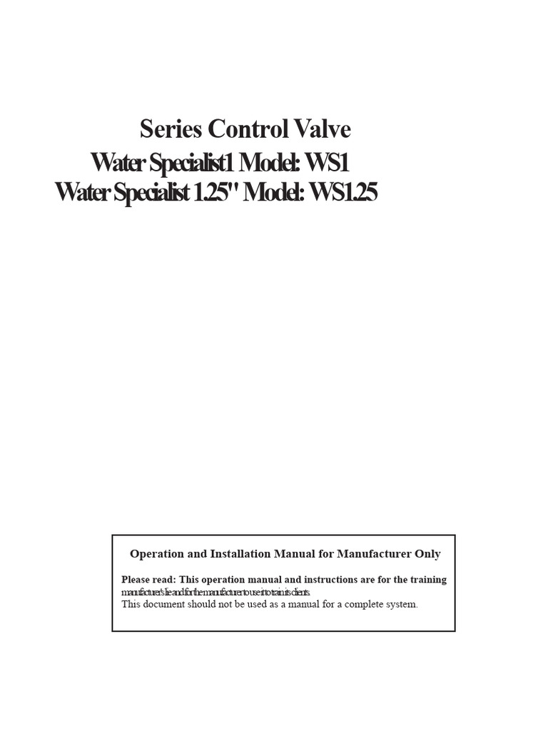 WS1 & WS1.25 Control Valve Manual | PDF | Fuel Injection | Power Supply
