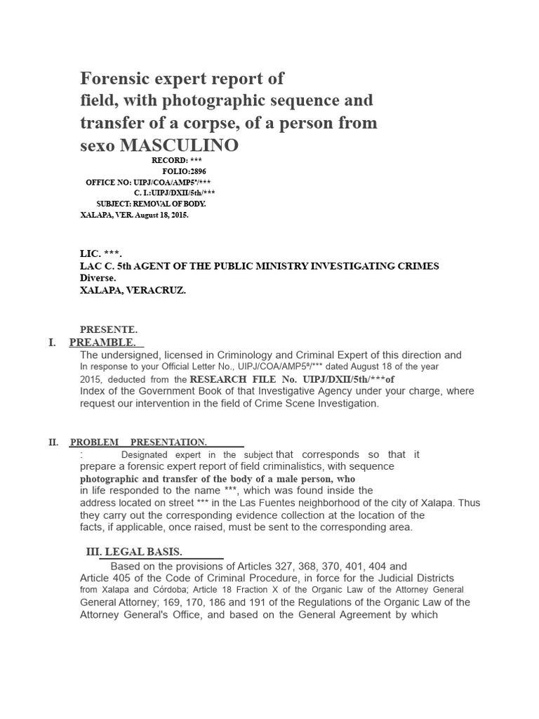 Field Forensic Expert Report | PDF | Forensic Science | Anthropometry