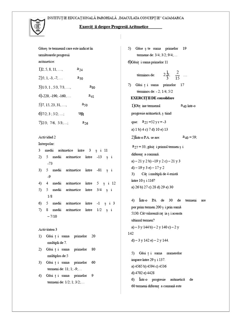Progresii Aritmetice | PDF