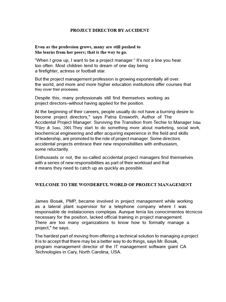 Project Director by Accident | PDF | Project Management | Business
