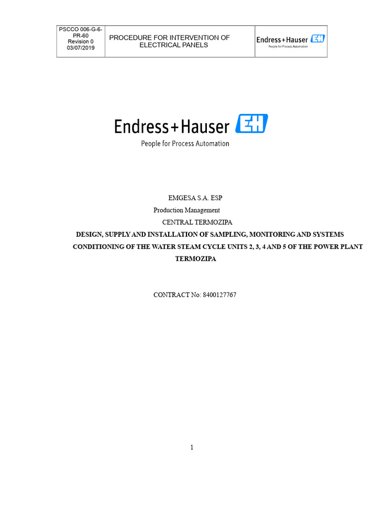 PSCCO006-G-6-PR-60.R0 Electrical Panels Intervention Procedure | PDF ...