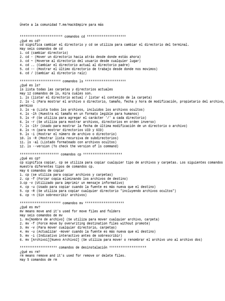 Comandos Esenciales de Terminal Linux | PDF | Archivo de computadora ...