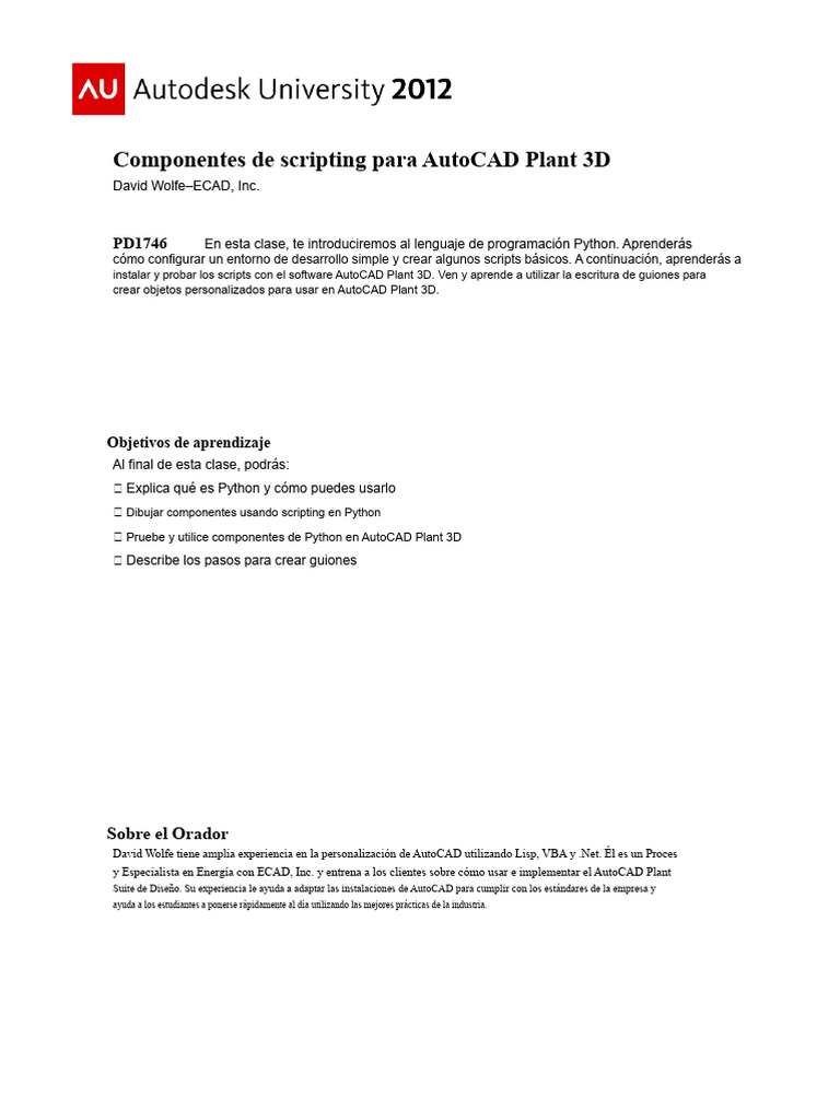 Scripting en Python para AutoCAD Plant 3D | PDF | Lenguaje de escritura ...
