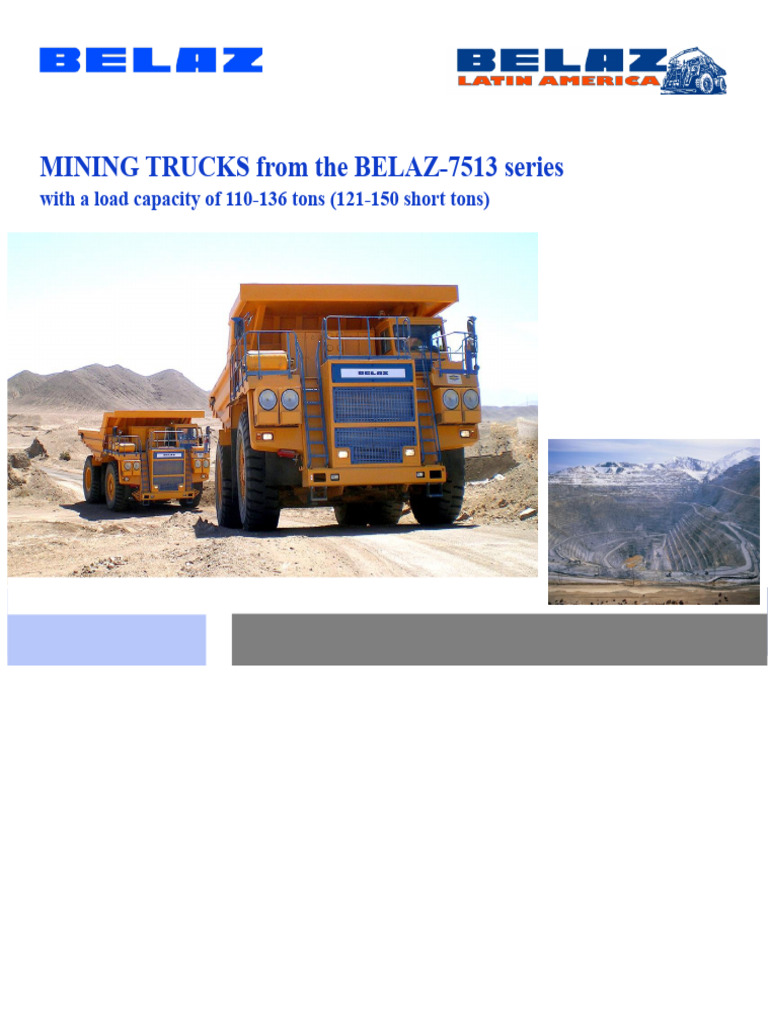 BELAZ-7513 Mining Trucks Overview | PDF | Brake | Truck