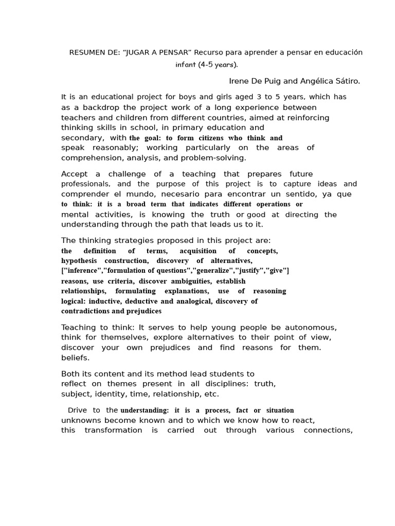 Thinking Skills for Early Education | PDF | Thought | Reason