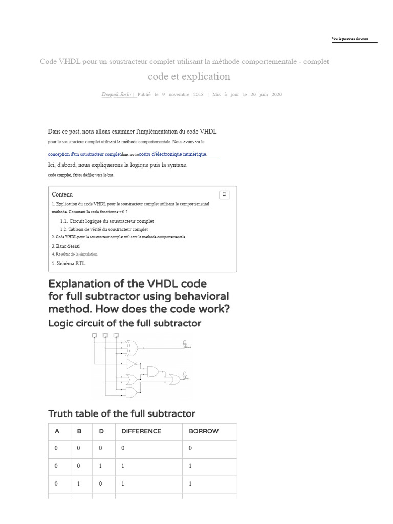 Code VHDL pour soustracteur complet | PDF | VHDL | Génie logiciel