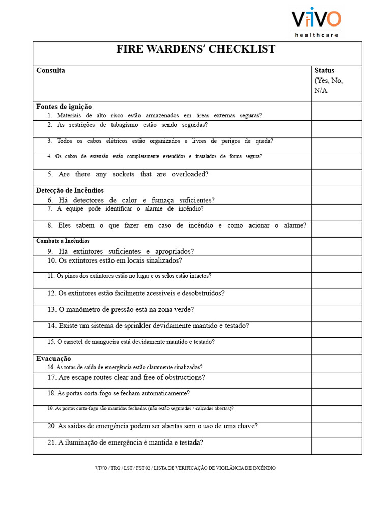 Checklist de Segurança Contra Incêndio | PDF