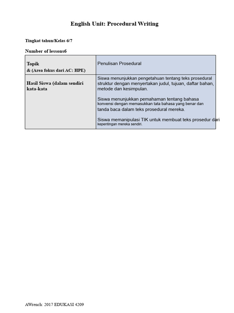 Panduan Penulisan Prosedural Kelas 6/7 | PDF