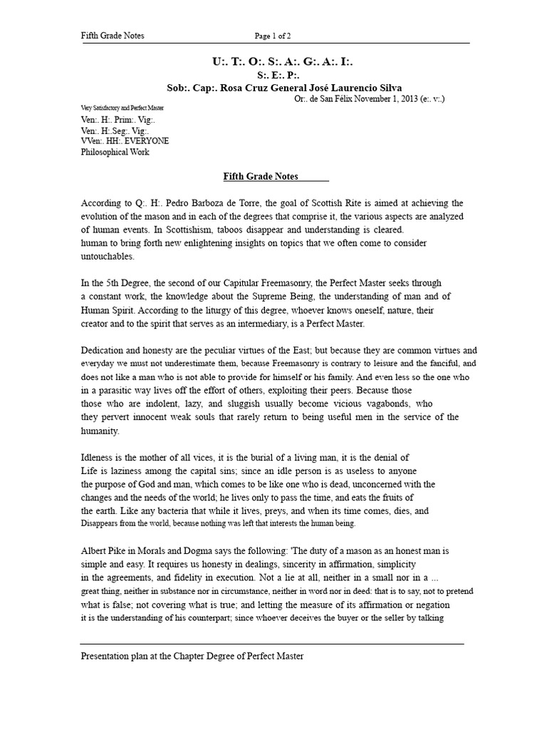 Fifth Grade Notes | PDF | Freemasonry | Spirituality