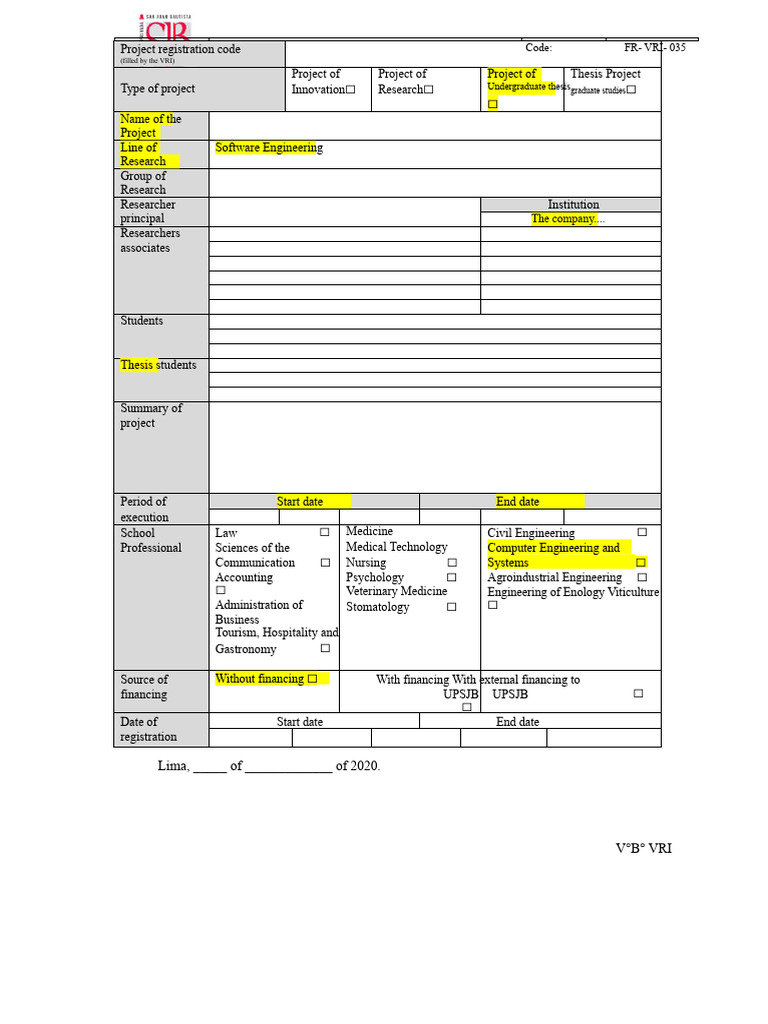 Vri-Fr-035 Format For Recording Research Projects | PDF