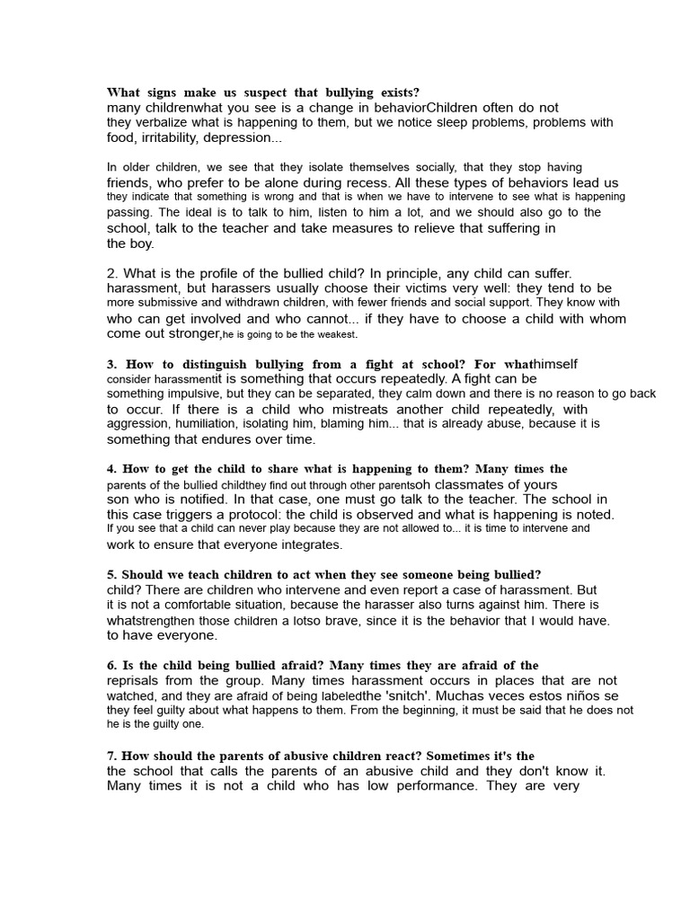 Signs and Solutions for Bullying Awareness | PDF | Cyberbullying | Bullying