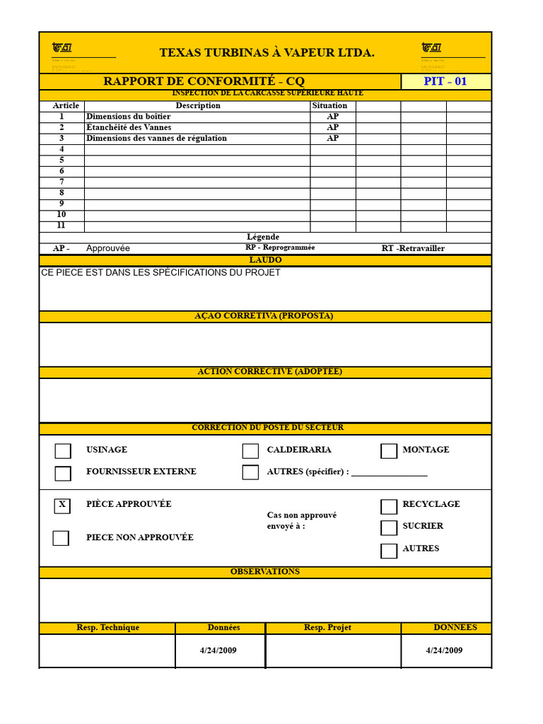 Rapport de conformité des inspections | PDF | Technologies du gaz ...