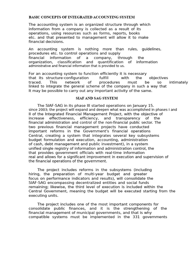Integrated Accounting System Overview | PDF | Expense | System