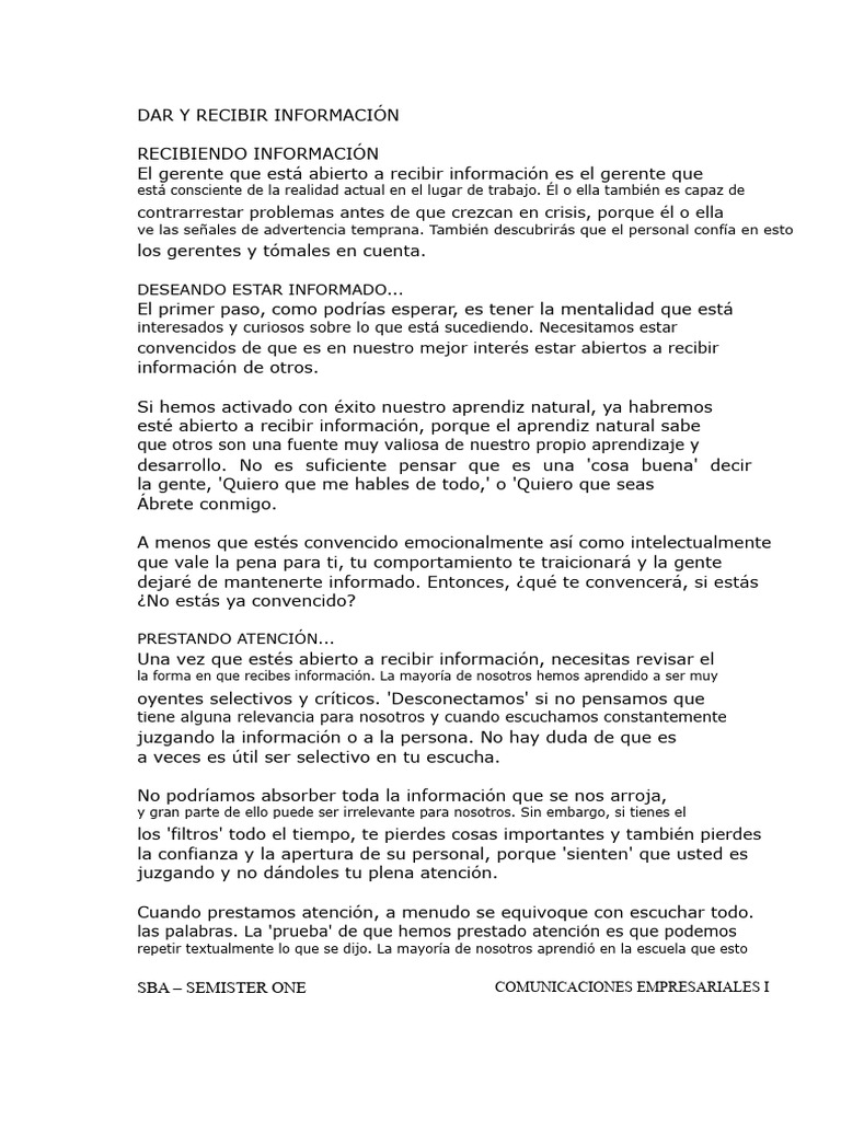 12 Dar y Recibir Información | PDF | Información | Realimentación