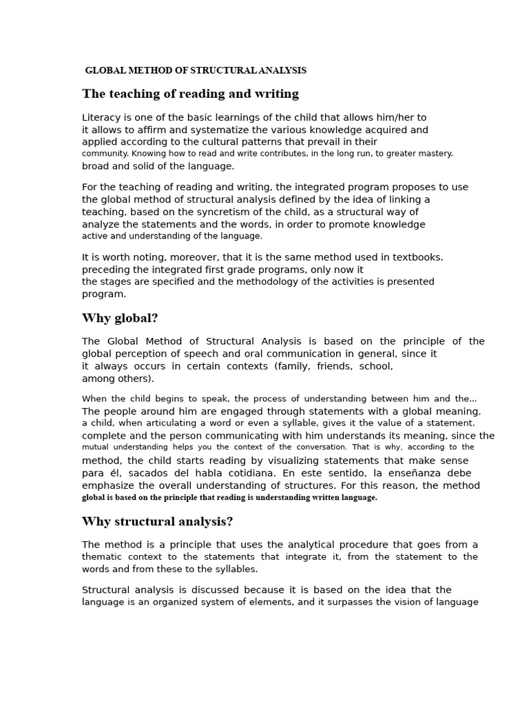 Global Method for Teaching Literacy | PDF | Syllable | Analysis