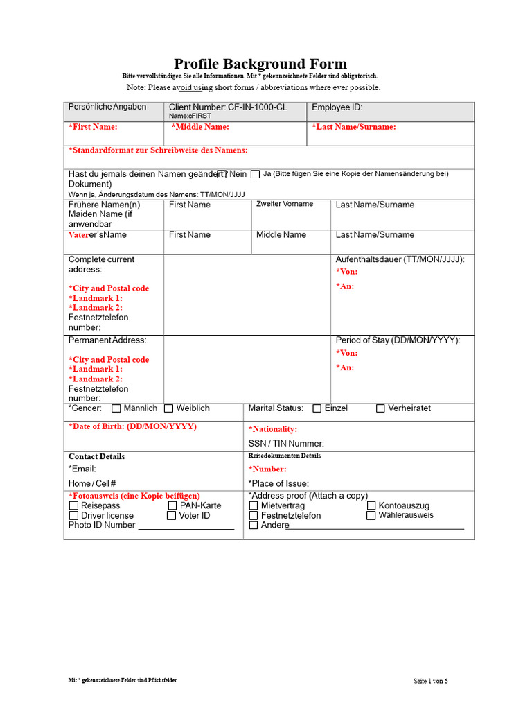 BGV Form Cfirst | PDF