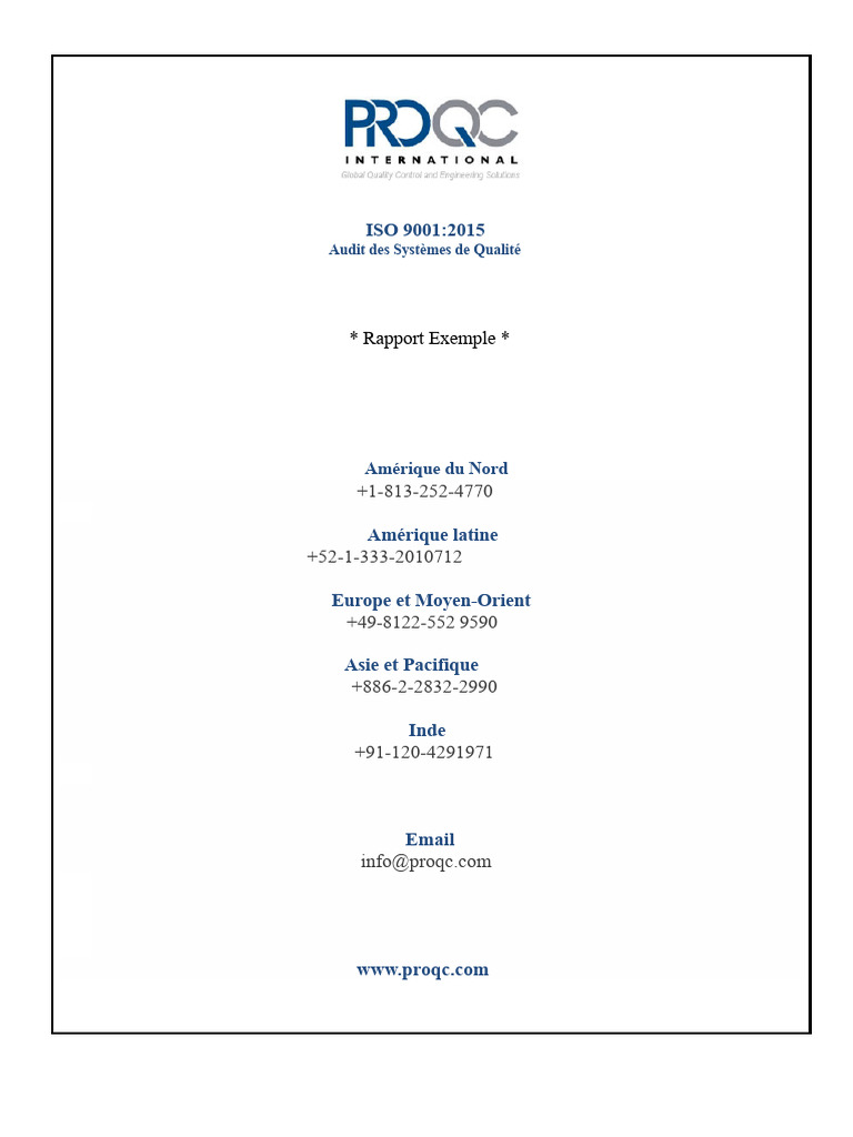 Audit ISO 9001:2015 - Rapport et Recommandations | PDF | Audit ...