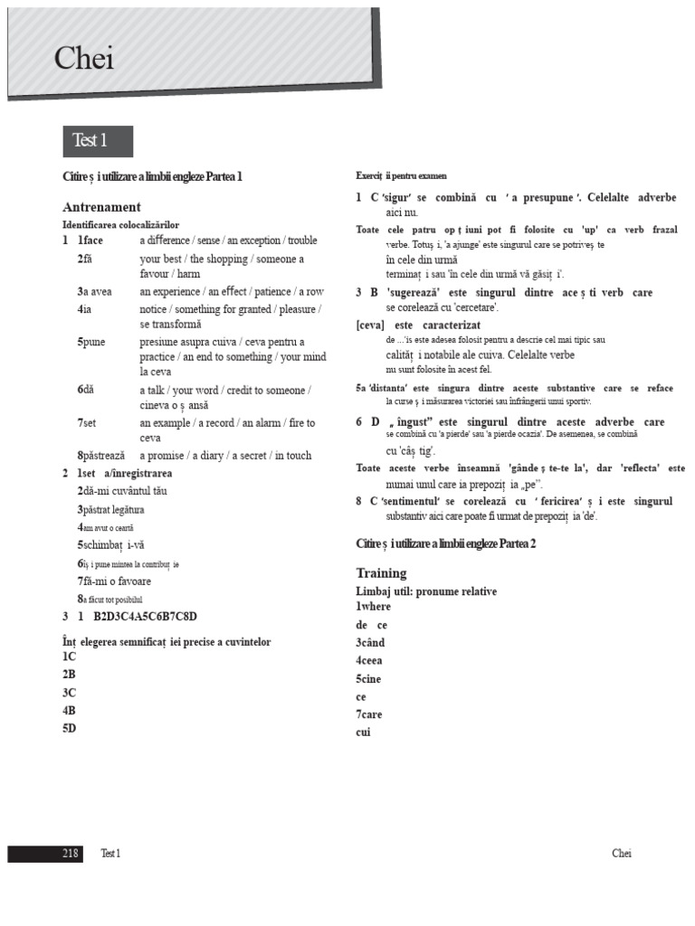 C1 Advanced Trainer 2 Cheile Răspunsurilor PDF | PDF